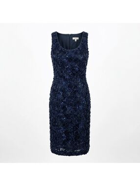 Alex Evenings navy embellished sleeveless sheath dress